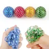 Rozmiar 6,0 cm Squishy Ball Fidget Toy Glitter proszek Krzyki woda z siatki winogron Ball Anti Stres