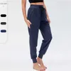 Ll Frauen Yoga Neunte Hosen Laufen Fitness Jogger mit Reißverschlusstasche Hohe Taille Elastische Lässige Jogging 4 Farben D12368 Mode 2023tqrr