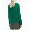 Kvinnors tröjor Autumn och vintern Simple Fluffy Jungle Green Wool Blended Round Neck Sweater Pullover