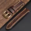 Watch Bands Blue-Brown-Black Handmade Leather Strap Buckle 20 22 24 26MM Suitable For PAM111 441 Thick Leather Bronze Buckle 231123