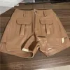 Women's Shorts PREPOMP Spring Arrival High Waist Cargo Short Pants Loose Pockets Wide Peg Pu Shorts Casual Women GD662 230424