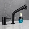 Bathroom Sink Faucets Black/White Basin Faucet Deck Mounted Split Body Pull Out Water Mixer Brass Washbasin Tap