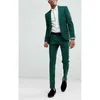 Abiti da uomo Eleganti Solidi Uomo Verde scuro Chic Scialle Risvolto Casual Abiti da laurea di Natale Formale Party Prom Wedding Tuxedo 2 pezzi