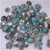 Other Other Sier Color Turquoise Paved Alloy Components 18Mm Snap Button Charms Beads Jewelry Making Diy Necklace Earrings Bracele Dhg Dhcfq