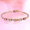 Связанные браслеты розовое золото цвет красочный кристаллический браслет овальный кубический циркония для женщин подарок подарки