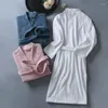 Women's Sleepwear Cotton Women Bathrobe Solid Terry Dressing Gown Ladies Kimono Spring Autumn Unisex Absorb Water Bath Robe For Female 2023