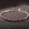Связанные браслеты розовое золото цвет красочный кристаллический браслет овальный кубический циркония для женщин подарок подарки