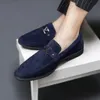Chaussures habillées Mocassins noirs Hommes Flock Business Bleu Respirant SlipOn Solide Taille faite à la main 3848 231124