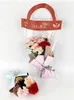 Confezione regalo 10 pezzi Borsa per fiori portatile per la festa della mamma Borsa con manico semicircolare in PVC trasparente Borsa per bouquet piccolo Confezione di materiali floreali