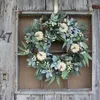 Couronne de citrouille de fleurs décoratives pour Halloween, noël, Thanksgiving, feuilles d'eucalyptus, porte d'automne suspendue au mur intérieur et extérieur