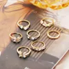 Anéis de banda 4 pçs / set Bohemian Ring Set para Mulheres Cristal Zircon Folha Borboleta Flor Onda Geométrica Metal Knuckle Jóias 231123