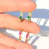 Boucles d'oreilles créoles plaquées or pour femmes, Clip en Zircon vert marine, manchette d'oreille, bijoux à la mode, vente en gros, 2023