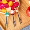 Gafflar fruktgaffel allmänt använt miljöskydd mini kök prylar julgran bordsart sallad söt design tecknad film