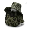 Wide Brim Hats Men Bucket Hat With Shawl Veil Camouflage Summer Sand Prevention 11.5cm Army Sun Waterproof Outdoor Camp Fishing Cap