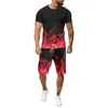 Tracce maschili Sport Sports Abita Flame Fitness Outdoor 3D da uomo Leisure che corre estate a due pezzi da uomo set di set da ragazzi