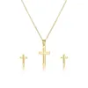 Boucles d'oreilles de collier Set European Hip Hop Hiphop Cross and Suite Female Forest Trade Trawing Imalless en acier inoxydable Cross-Border vendu