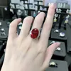 Anelli a grappolo SpringLady Rich Woman's Happy Luxury Pigeon Blood Ruby Ring 13 18mm Fashion Goddess Accessori In For Women Sale