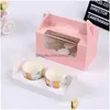 Подарочная упаковка оптом Kraft Paper Box с ручкой коричневой чашки Window Cardboard 4 Colors LX1422 Доставка Доставка Домашний сад Fe DHS1R