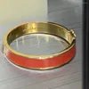 Bangle Vintage Enamel Orange Red Bracelet