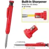 Ny Solid Carpenter Pencil Inbyggd Sharpener Architect Woodworking Mechanical Pencil 4 Färger Refill Construction Marking Tool