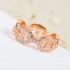 S925 silver charm punk band ring with diamond in 18k rose gold plated have stamp box hollow design PS4968A