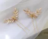 Coix de cheveux Accessoires de mariage épingles à feuilles zircon Crystal épingles à cheveux pour la fête des mariées en or vintage