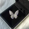 Anéis de cluster design moda jóias abertura de alta qualidade cobre incrustado zircon borboleta anel luxo brilhante coquetel anel para mulheres 230424