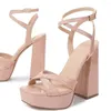 Sandals 2023 Sexy Square High Heels Elegant Chic Trendy Office Lady Party Shoes Nude White Wedding Platform Women's Summer