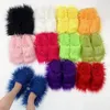 Slipper Winter Plush Flat Open Toe Faux Fur Slides Y2K Furry Mongolian Flip Flops Home Warm Non Slip Ladies Shoes 231123