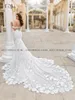 Robe De Mariée Magnifique Bretelles Amovibles Robes De Sirène Chapelle Train Dentelle Robe De Mariée Sur Mesure Blanc Mariée Robe De Mariee