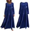 Casual Dresses 2023 Ladies Long Dress Loose Fitting Sleeved Skirt With Round Neck Asymmetrical Swaying Layered Beach Boho For Summer