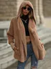 Women's Jackets Women Winter Faux Lamb Wool Shearing Double Sided Cashmere Coat For Ladies Hooded Collar Long Sleeve Jacket