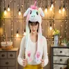 Caps Hats Unicorn Animal Ear Hat Plush Bunny Ears Moving Jumping Up Toys Dress Funny Cosplay Party for Kids Christmas Gift Adult 231123