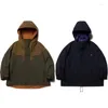 Hunting Jackets 23SS KOLOR Abe Runyi bicolore japon couleur contraste imperméable à capuche patchwork veste de randonnée hommes automne lâche Charge manteau