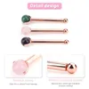 6st Face Jade Massage Roller Natural Stone Aventurine Amethyst Wand Facial Lift Head For Eye Line Dark Circles Skin Rejuvenation