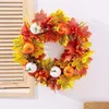 Decorative Flowers 15in Autumn Wreath Fall Artificial Thanksgiving With Pumpkins Pinecones Berries