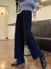 Pantalon femme Jmprs Vintage velours côtelé taille haute printemps pantalon droit poches décontractées tout Match femme noir coréen