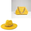 Berets Fedoras 2-częściowa torba na czapkę Kobiety 9,5 cm Big brzegi Fedora Autumn Winter Concave-Convex Top Panama Jazz Hatberets