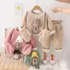 Conjuntos de roupas Bebê Menina Conjunto de Natal Outono / Inverno Grão Lã Chapéu Urso Manga Comprida Hoodie e Calças Quentes Meninos Definir Roupas de Bebê 231124