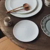 Płytki retro obiadowy talerz prosty stylowy stały kolor zupa miska matowa powierzchnia brunch okrągły domowy makaron podkładka ceramiczna taca ceramiczna