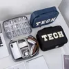 Saco organizador masculino feminino cabo carregador cabo acessório de viagem bolsa eletrônica com chenille carta remendo tecnologia 231123