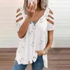 Damskie bluzki damskie seksowne koszule składaj krótkie rękawie w dekolcie bluzka bluzka kolorowy bluzka