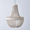 Lustres Vintage bois perle lustre éclairage LED personnalité fer suspension lampe salon chambre étude salle à manger maison déco luminaires