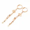 Dangle Earrings 585 Purple Gold Ear Buckle Jewelry Plated 14K Rose Fan-shaped Soft Chain Leaf Tassel Fashion For Women