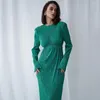 Casual Dresses Women's Round Neck Hollow Out Sexy Temperament Pendlar Cocktail Party Evening Dress Open Back Long Sleeve