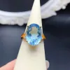 여성용 고급 웨딩 반지 12mmx16mm 10ct 자연 토파즈 골드 도금 단단한 925 Silver Topaz Jewelry