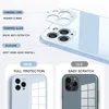 Square Tempered Glass Phone Case for iPhone 14 12 13 Mini 11 Pro Max SE 2 X XR XS Max 8 7 Plus Anti-knock Liquid Silicone Cover