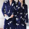 Men's Sleepwear Bathrobe For Men With Waist Tie Winter Nightgown Thick Plush Coral Fleece Robe Water Absorption Unisex Homewear