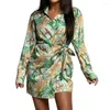 Casual Dresses Fashion Jumpsuit 2023 Summer Lapel Sexig Flower Shirt Women's Dress Print Tie Dye For Women Romper
