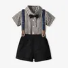 Kleidungsstücke Kinder Kleidung Jungen 4 bis 5 Jahre Sommer gestreifte Hemden blaue Shorts Kinder formelle Anzug Kleinkind